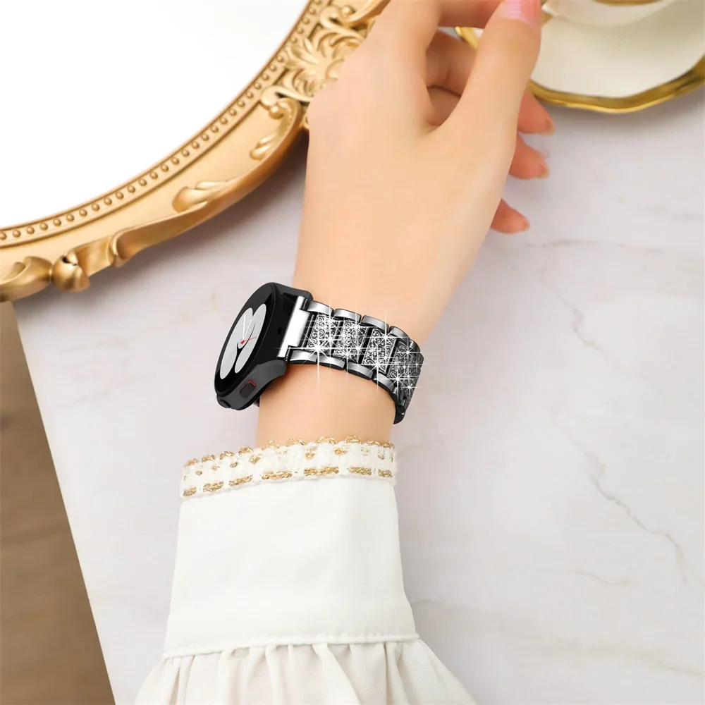 Elegant Diamond Metal Link Bracelet Strap – Universal 20mm/22mm Watch Band