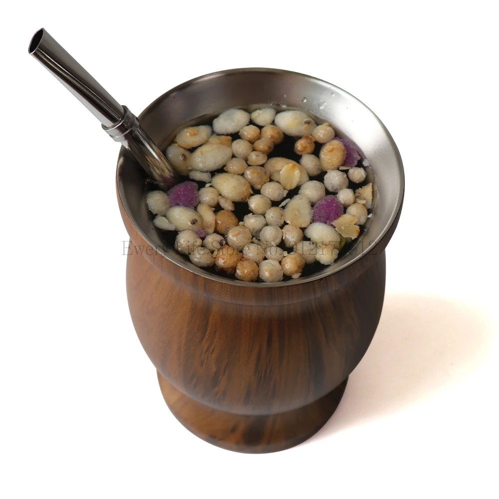 Yerba Mate Cup 230ML Yerba Mate Cup 304 Stainless Steel Double Wall Argentine Yerba Mate Gourd With Bombillas and Cleaning Brush Coffee Tea Mug