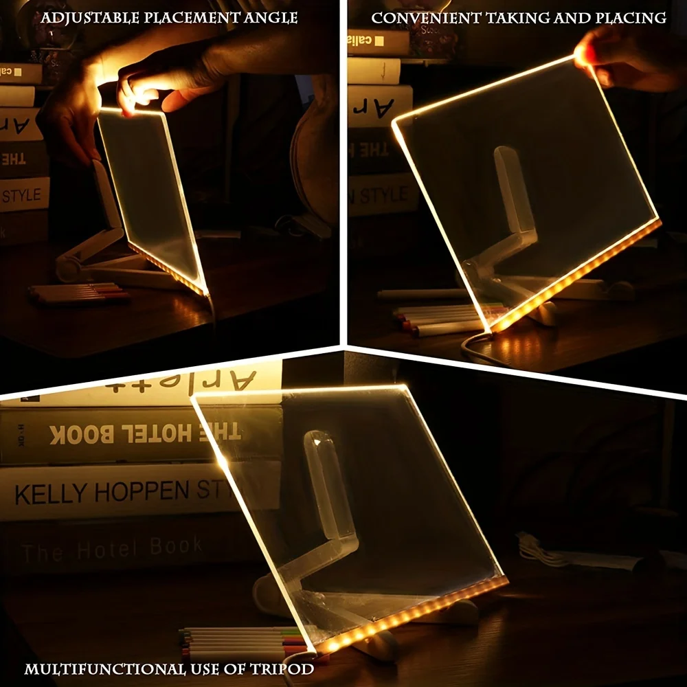 LED light up acrylic message board Erasable USB Children's Drawing Board CIY for Birthday Gifts Bar Advertising Boards 3