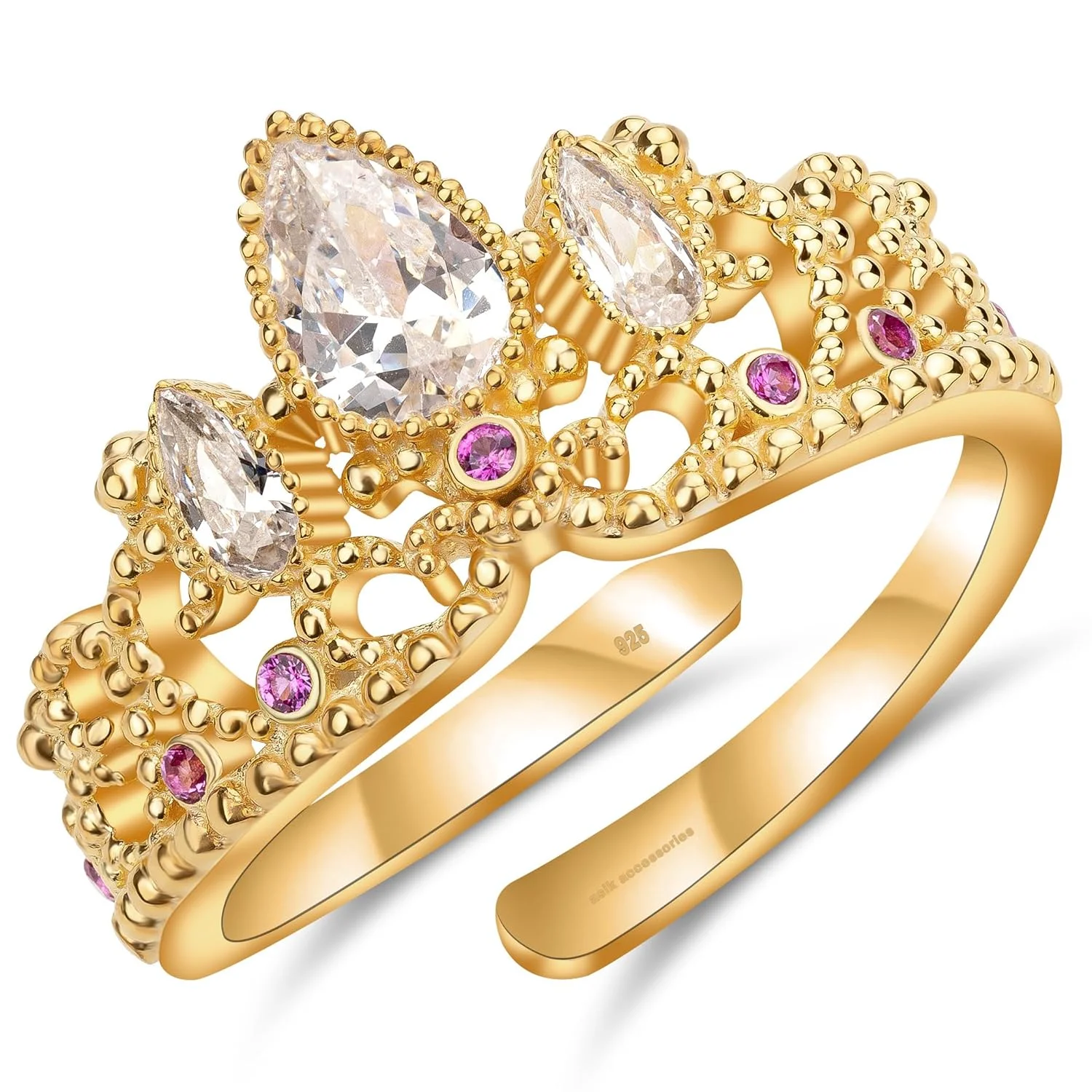 Tangled Ring Lost Princess Ring Cosplay Jewelry Princess Crown 925 Sterling Silver GOLD
