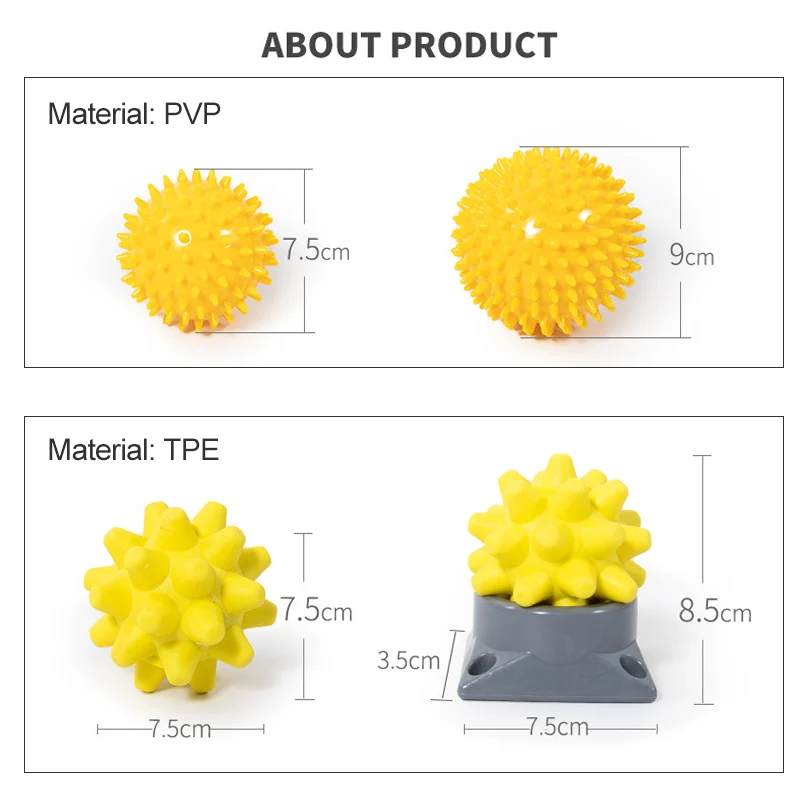 Mosodo Spiky Massage Ball Trigger Point Roller Massager 9cm Stress Relief Foot Balls Stretching Exercise Yoga Fitness Equipment