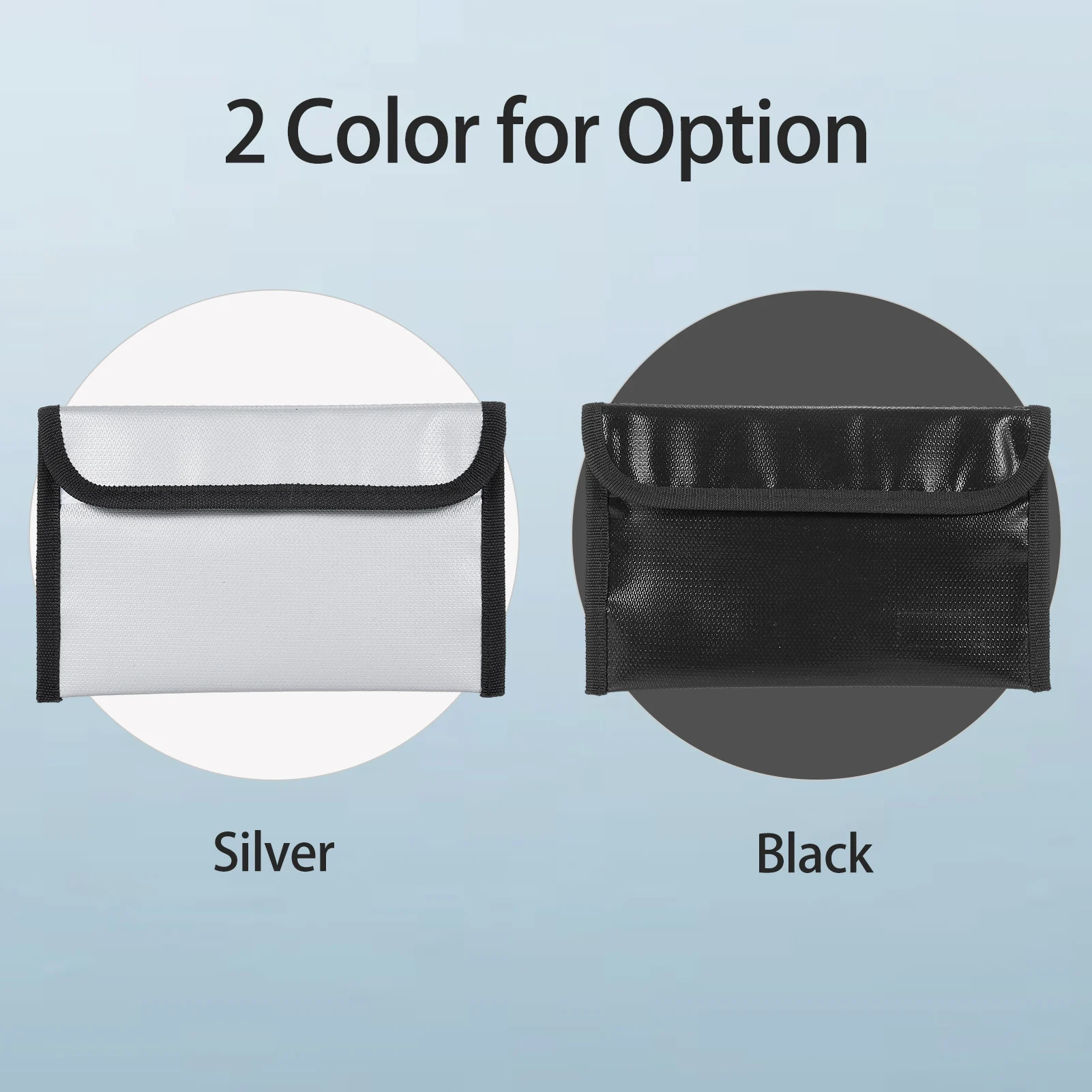 Bisofice Fireproof Document Bag Zipper Closure Cash Safe Storage Waterproof Pouch with Sticky Strip for Certificates Money Cards