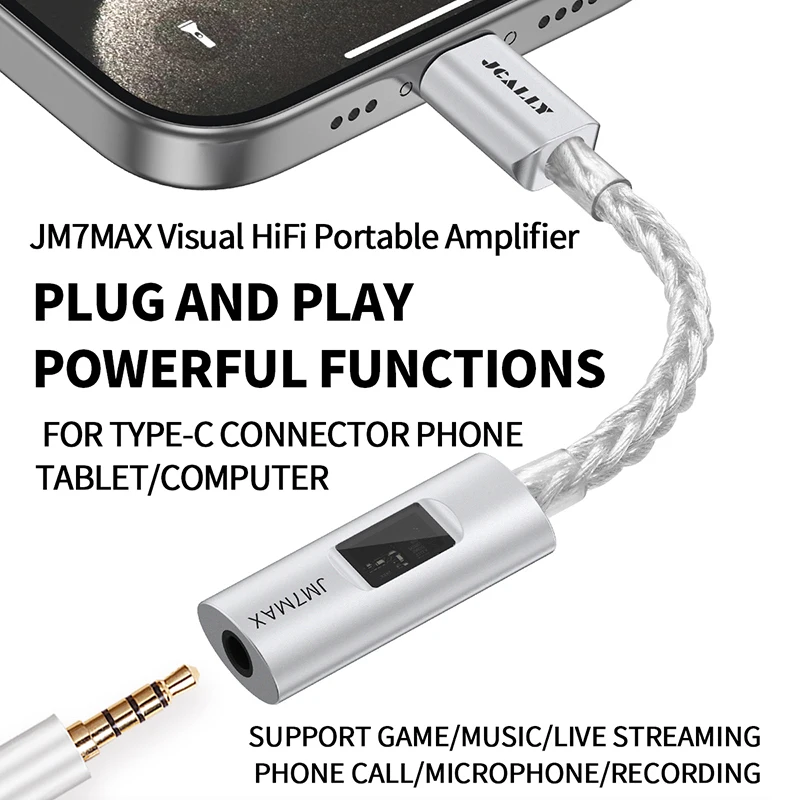 JCALLY JM7MAX Type-C to 3.5mm Dual DAC CX31993 SGM8262 Digital Audio Portable Decoding amp Hifi DAC Mobile Headset Adapter