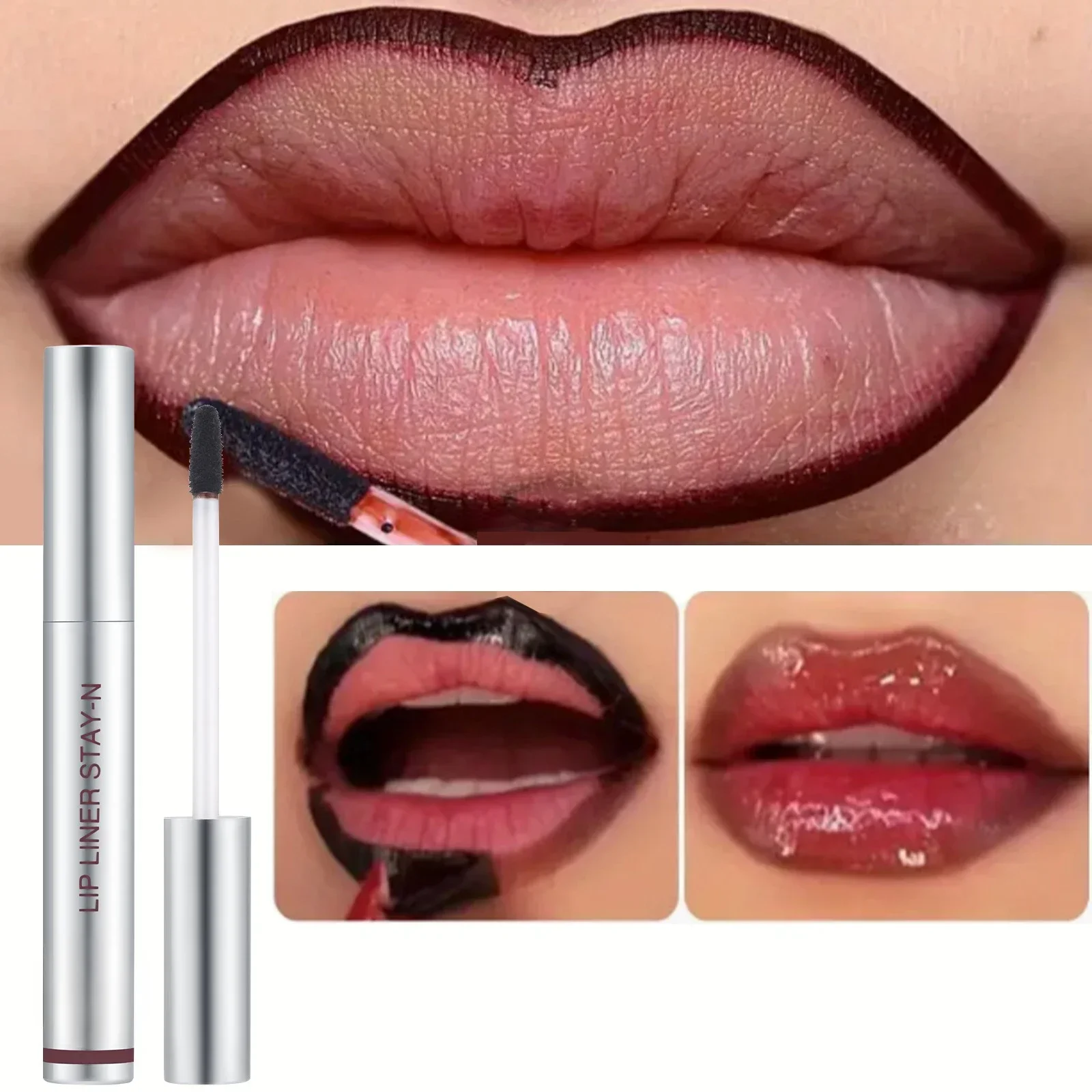 Lip Makeup Lip Glaze Lip Tint Lip Stain Lip Gloss 6 Colors Waterproof Lip Liner Peel Off Tattoo Lip Gloss Long Lasting Matte Tint Black Contour Tear-off Makeup Stain Cosmetic