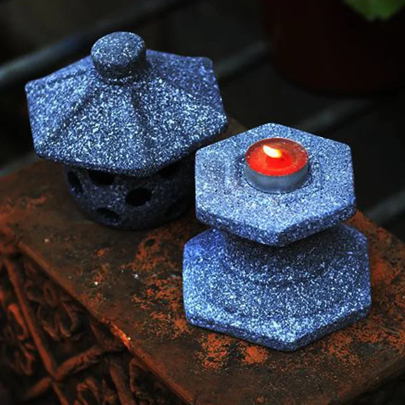 Japanese-style Ceramic Imitation Stone Lamp, Imitation Marble, Red Clay, Creative Decoration Products, Courtyard, 1Pc