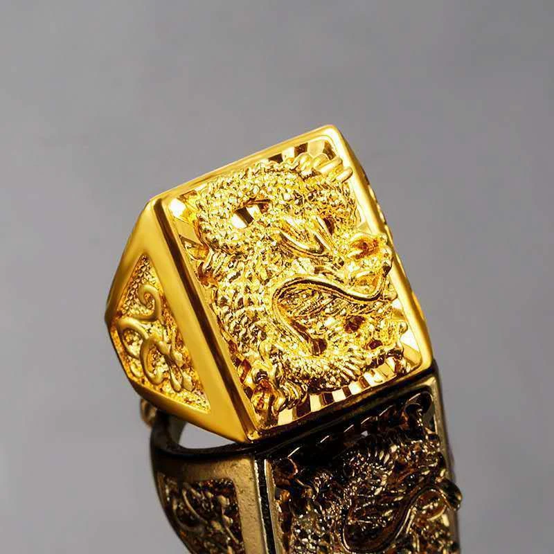 

Never Fade Gold Color Ring for Men Original 14k Gold Color Rings Fine Accessories for Wedding Engagement Party Jewelry Gifts