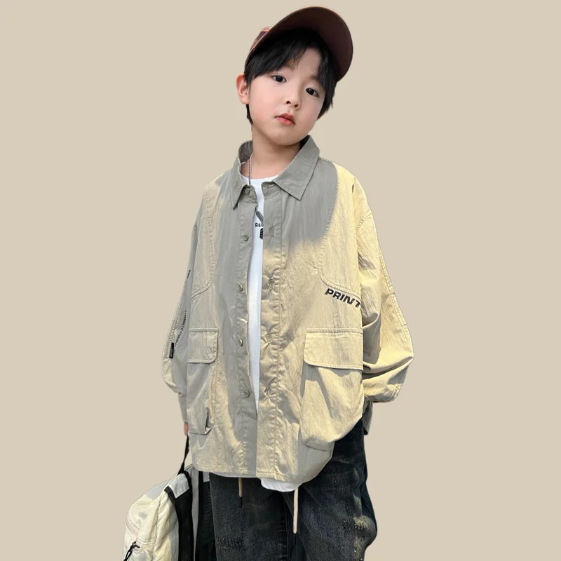 2024 New Autumn Children Boy Sport Coat Teenager Boy Letter Printed Half Zip Long Sleeve Tops Junior Boy Coat Jacket