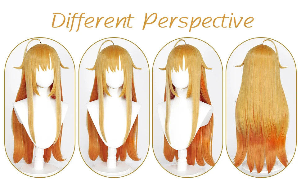 Anime-Inspired Ombre Yellow Long Synthetic Wig for Cosplay Events