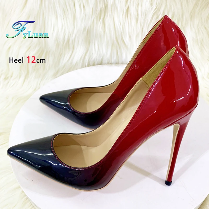 Zapatos de tacón de mujer de Color degradado rojo negro 8CM 10CM - Main Image