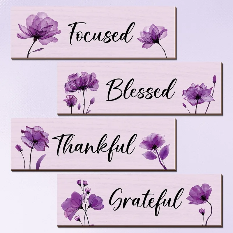 

Европейский стиль 4 штуки деревянные настенные таблички сфокусированные благословенные благодарные Srteaful художественные шрифты