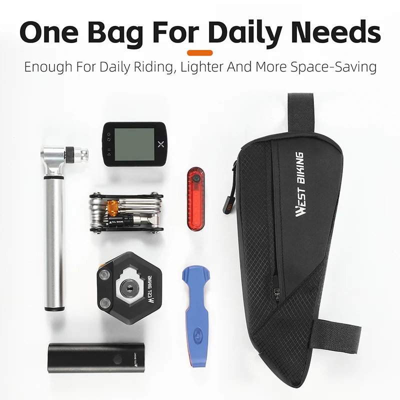 WEST BIKING Bicycle Top Tube Bag 1.2L Portable Bike Front Frame Bag 3D Stereo Cycling Tool Bag MTB Road Bike Accessories