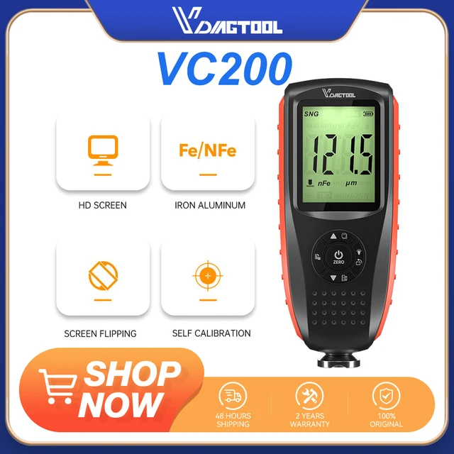 VDIAGTOOL VC200 Testeur d'épaisseur de peinture de voiture FE/NFE