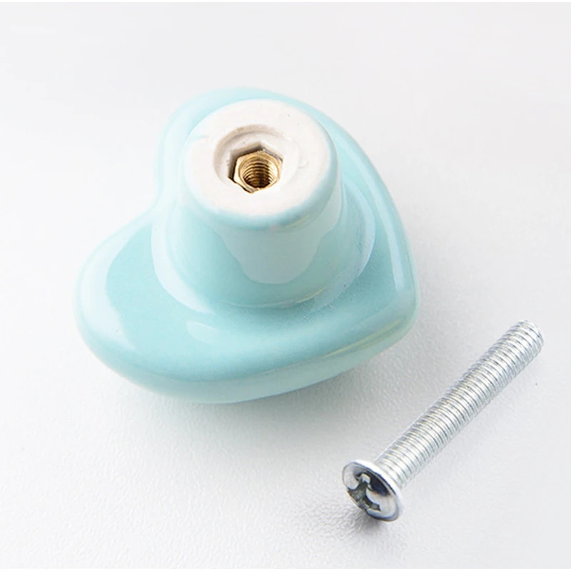 Single-hole Round Drawer Handle Cartoon Color Ceramic Hand-in-hand Wardrobe Door Knobs Children's Room