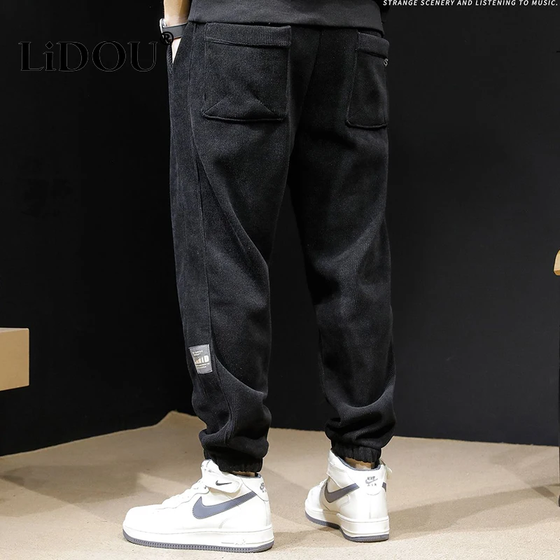 Spring Autumn Fashion Temperament Solid Color Harem Pants Men Harem Pants Korean Simple Simple Loose Male Trousers Trend Streetwear Clothes