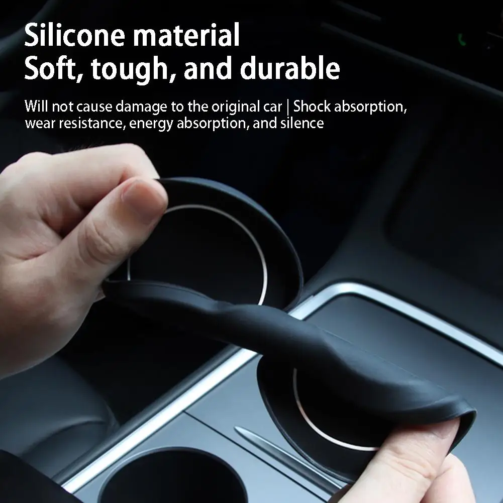 

Soft Silicone Coaster For Tesla Model 3 Y Water Cup Holder Mats Upgraded Drink Non-slip Coaster For Model3 ModelY Pad U6E6