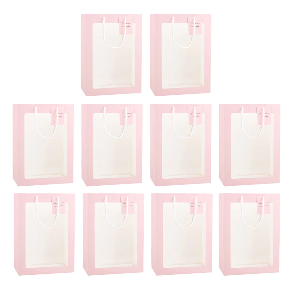 

10 Pcs Wedding Favor Bag Flower Tote Paper Bags for Bouquets Clear Gift Boxes Flowers Arrangements
