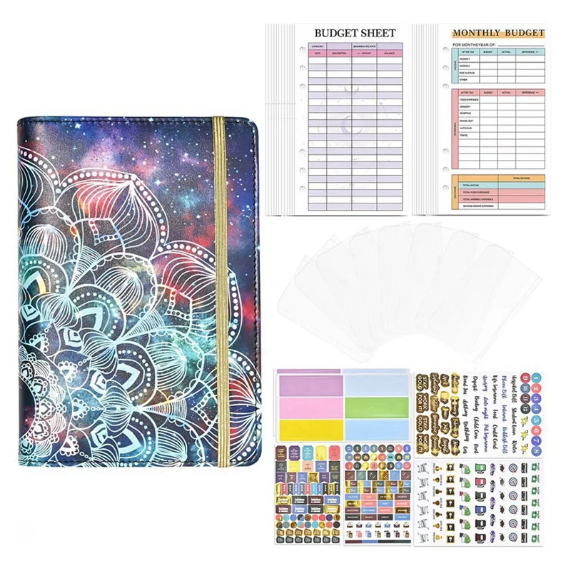 

1Set A6 Budget Binder, Budget Binder With Zipper Envelopes,Money Planner Folder, Money Organizer For Cash, A6 Binder