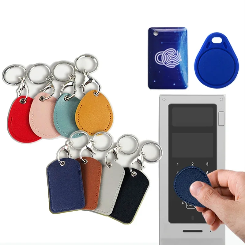 PU Leather Card Holder Key Ring Water Drop Shaped Key Case Keychain Doorlock Access Control Tags Keyfob Tag ID Card Case For Key Organizer Key Protector Key Case Key Purse Key Holder