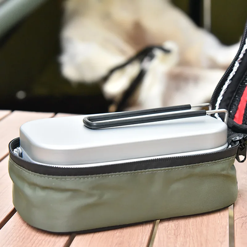 

Outdoor Camping Tableware Lunch Box Storage Bag Portable Aluminum Thermal Picnic Bento Box Insulation Food Case Carrier Bag