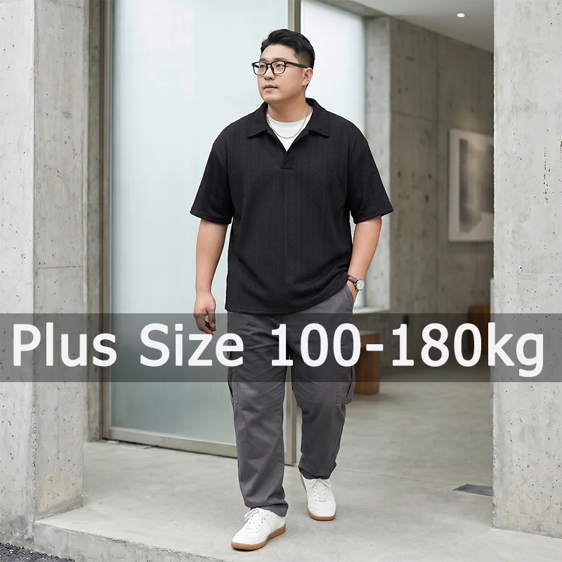 Polo noir pour hommes grande taille