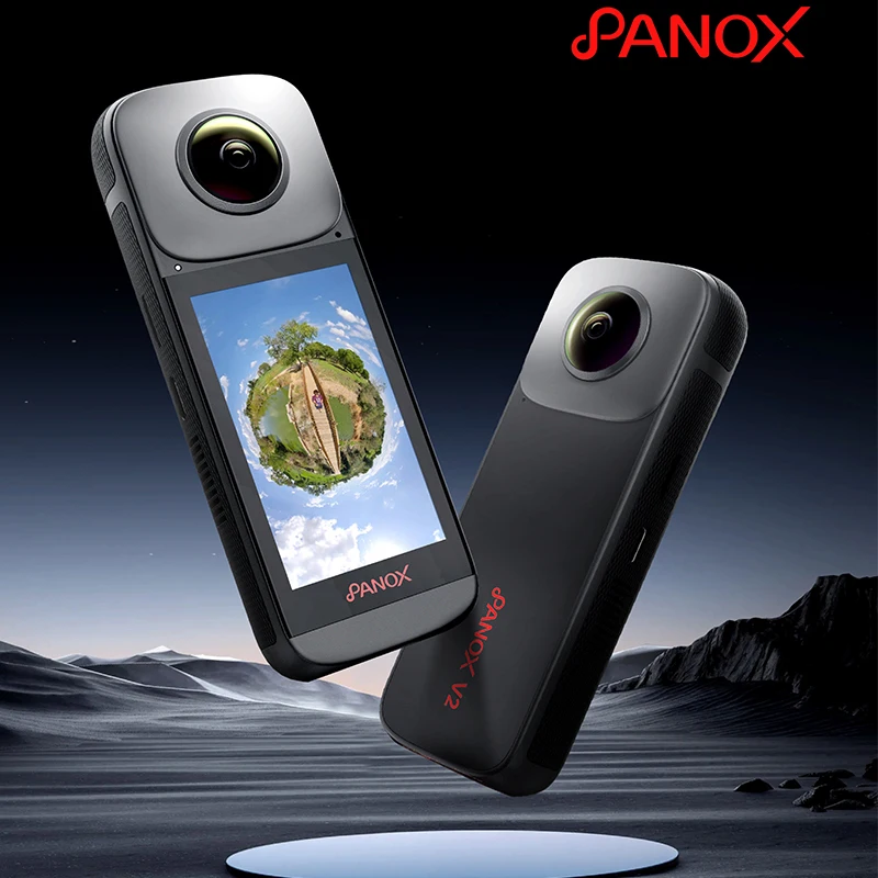 액션 카메라 360 Panox V2 360 카메라, 멋진 비디오 포함, 오토바이 360 도 스포츠 카메라