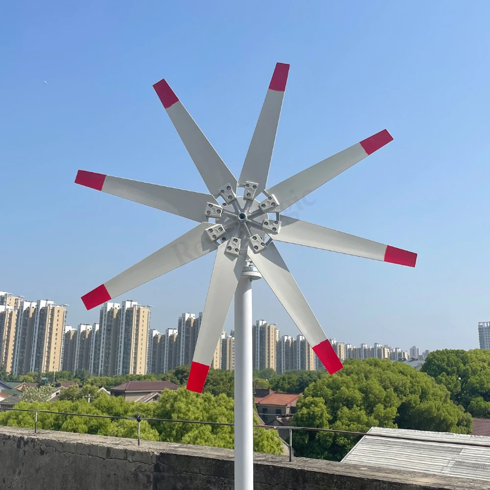 3000W Wind Turbine 12V 24V 48V Wind Generator with MPPT Controller 8 Blades Free Energy for Home Yacht Yard Roof Boat Windmill