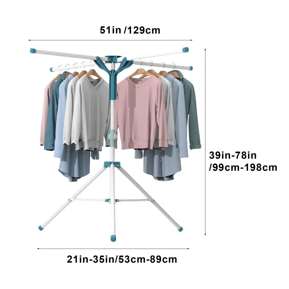 Easy Assembly Indoor/Outdoor Laundry Drying Rack Tripod Clothes Drying Rack Strong Load-bearing Height-Adjustable Foldable 6