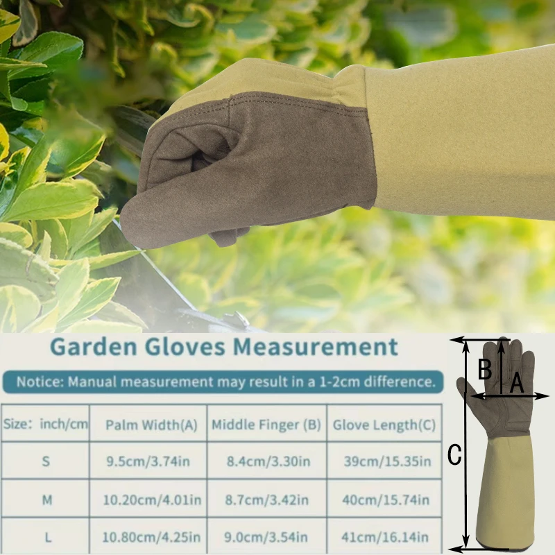 1Pair Long Style Thorn Proof Gardening Gloves Canvas Rose Pruning Garden Gloves with Touch Screen Breathable Garden Work Gloves 2