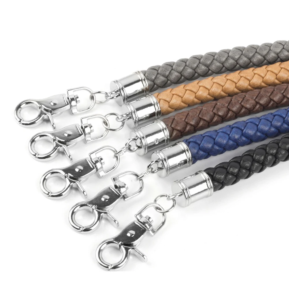 

Pu Leather Braided Rope Handles 45Cm Shoulder Bag Strap Silver Metal Hook Buckle Bag Handle Detachable Replacement Handbag Belt