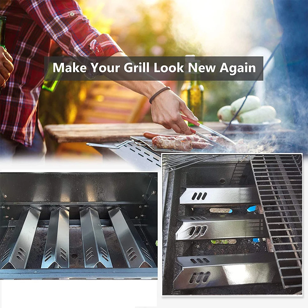 Bulevisiter Grill-Hitzeschilde Aus Edelstahl – 4 Stück, Ca. 37,1x10,8 Cm – Ersatz Für Gasgrill (passend Für Verschiedene Modelle)