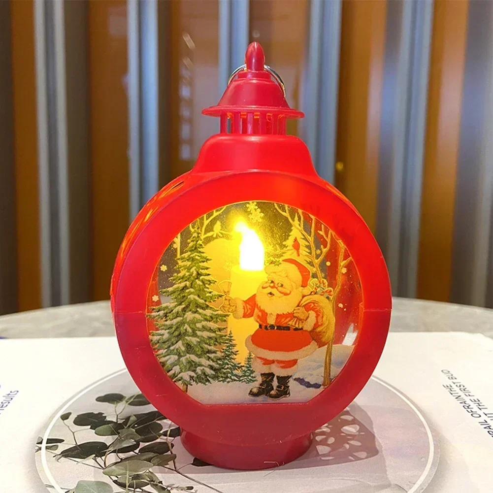 1pc Christmas Night Light Xmas Plastic Portable Lamp Santa Claus Snowman Wind Lantern Ornament Decorations Home Pendants