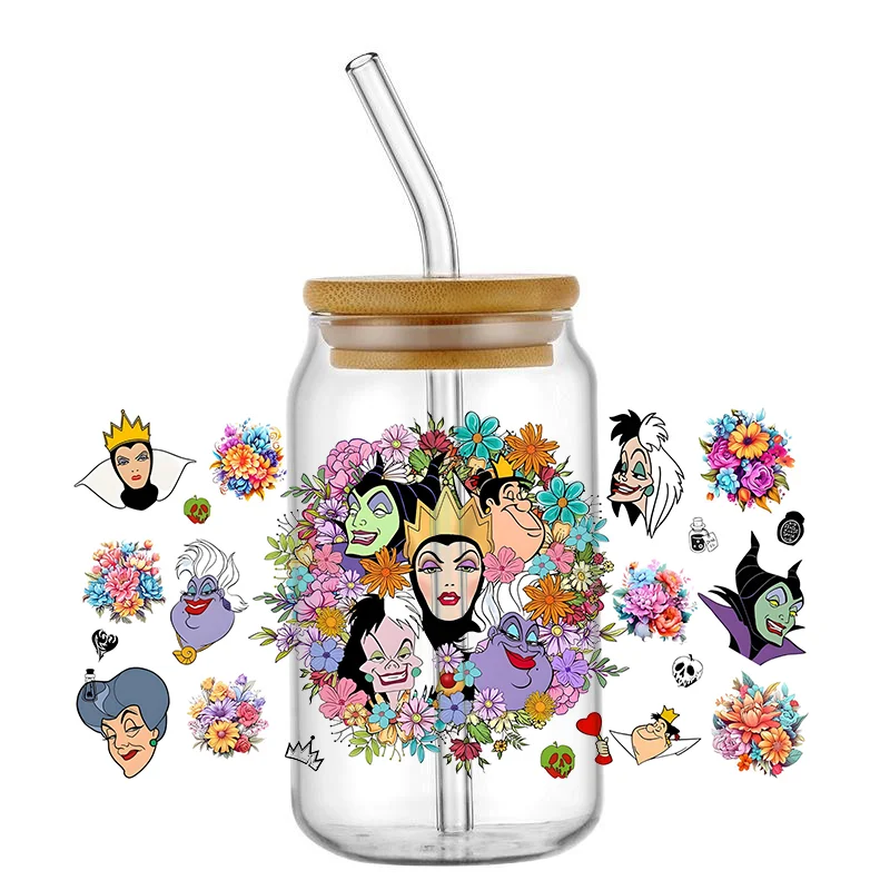 16Oz Uv Dtf Transfers For Cup Wraps Stickers Cartoon Villain Transfer Sticker Per Glass Libbey Can Bottle Autoadesiva Lavabile
