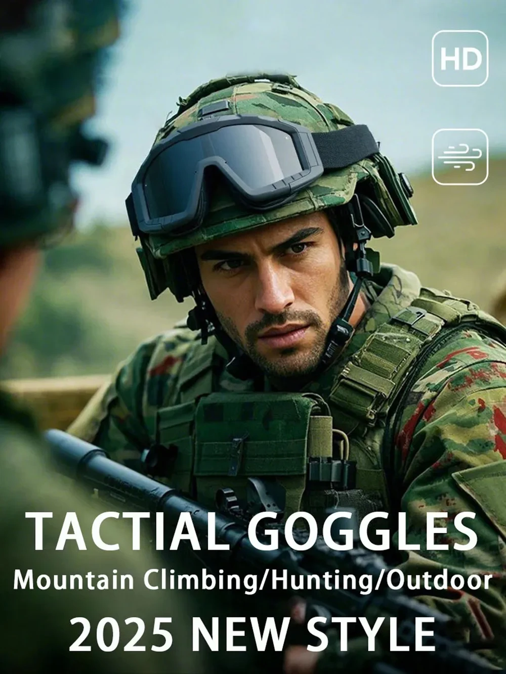 Shooting tactical goggles showing protective design.