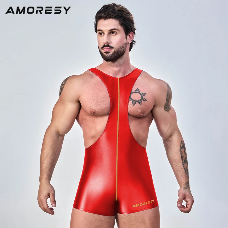 satin MEN Cycling Shorts gloss tights smooth casual running bodysuit Yoga sportswear Jumpsuit Vest Bicycle Mountain Road Fitness