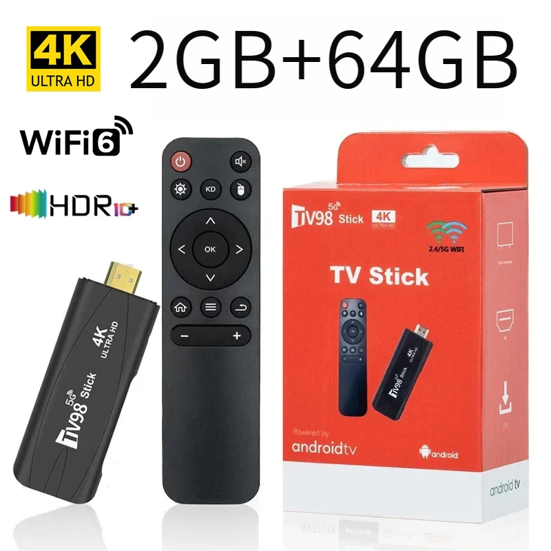 

TV98 мини ТВ-стик 2 ГБ 64 ГБ Android 12,1 HD 4K 3D 2,4G 5,8G двойной Wi-Fi 6 RK3228A домашние кинотеатры Smart TV Box