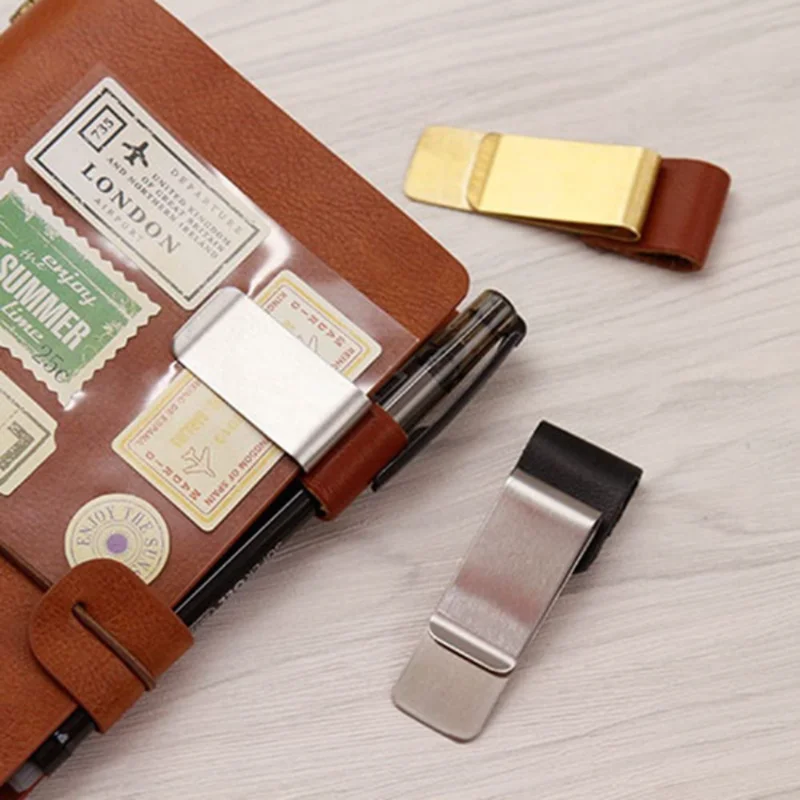 1pc Pen Loop for Notebook Leather Journal Notebook Accessories Pencil Holder Bookmark with Metal Clip Books Page Marker pen holder pen and brush holder pen loop pen clip