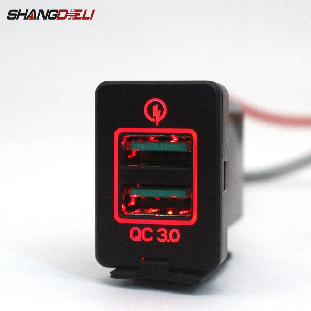 Автомобильное зарядное устройство с двумя USB-портами адаптер быстрой зарядки QC3.0 выключатель питания для Mitsubishi Outlander Xpander Eclipse Cross ASX