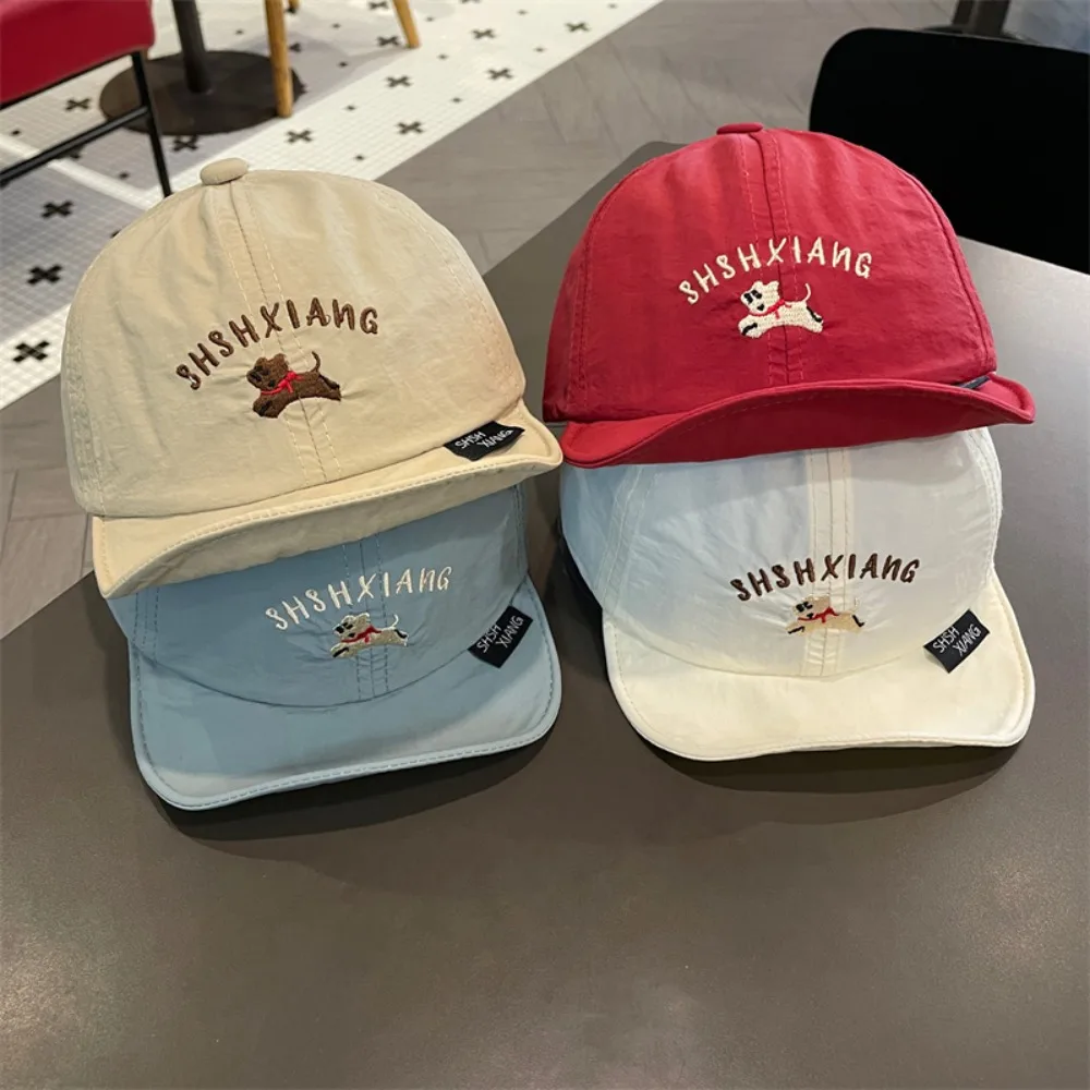 Korean Style Puppy Baseball Cap Quick-dry Shading Hat Summer Kid Sunhat Letter Embroidery Anti-UV Children's Hat Girls
