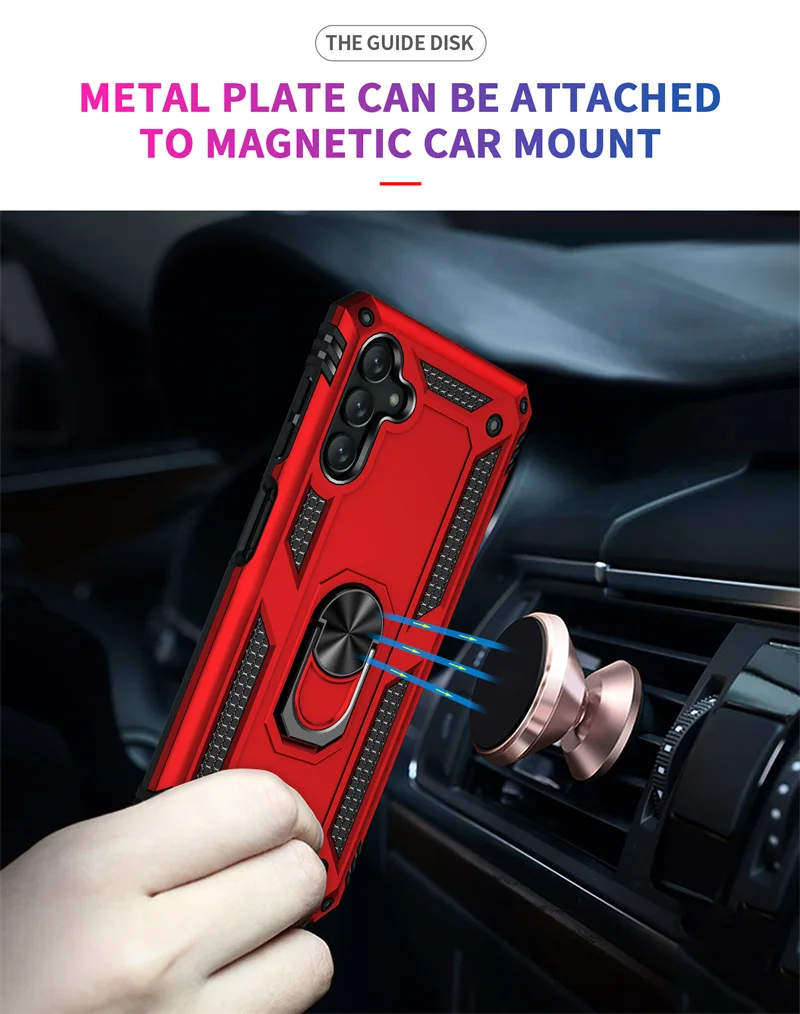 For Samsung A04S Case Car Magnetic Ring Holder Armor Back Cover for Samsung Galaxy A04S A 04S SM-A047F Shockproof Phone Cases 5