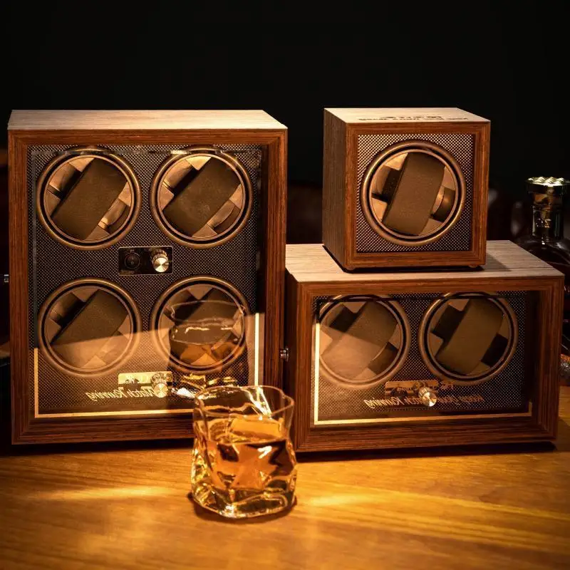 

For Rolex 4 Watch Winders Box Rotator Watch Holder Wood Case Winding Watch Cabinet Clock Storage Box Customize Logo on The Box