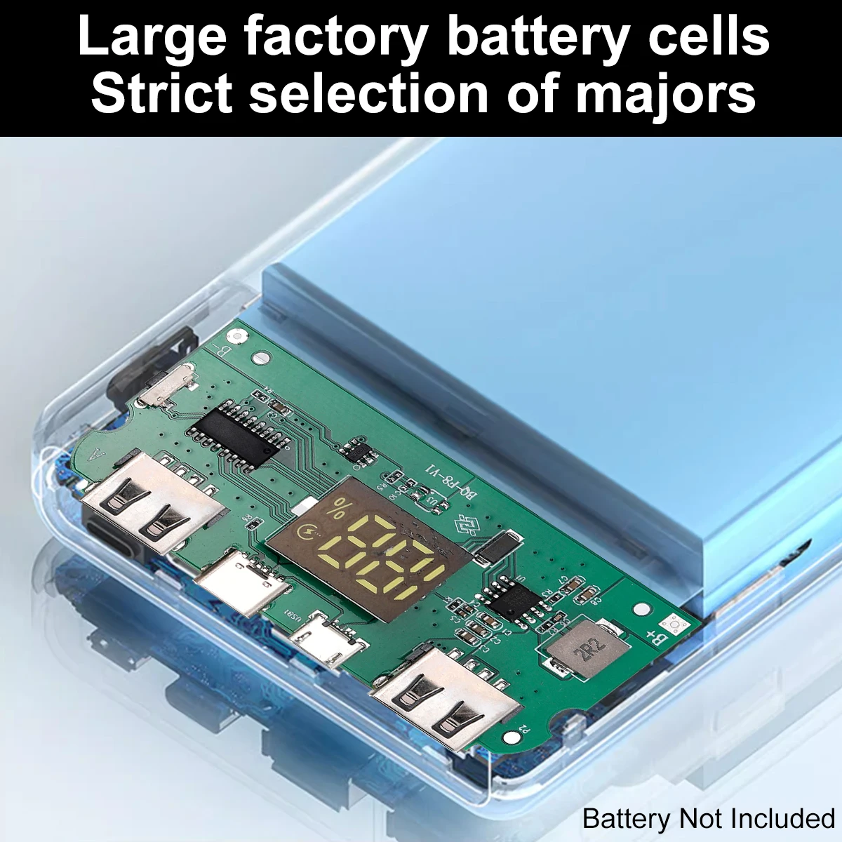 Battery Charger Case Portable DIY 8x18650 Power Bank Box with 2 USB Output/Micro and Type C Input for phones/tablets/switch