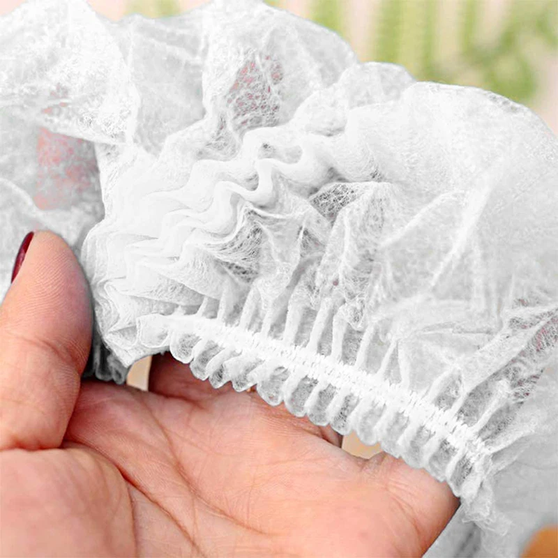Pack of 50， 21-inch Disposable Non-woven Fabric Shower Cap Dustproof Breathable Headgear Beauty Salon Hair Cap 6
