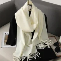 thumbnail image 1 of Bufanda de cachemira de invierno de color sólido con borlas de pashmina para clima frío, bufandas para mujeres y niñas, chal grueso y cálido, 1 of 5