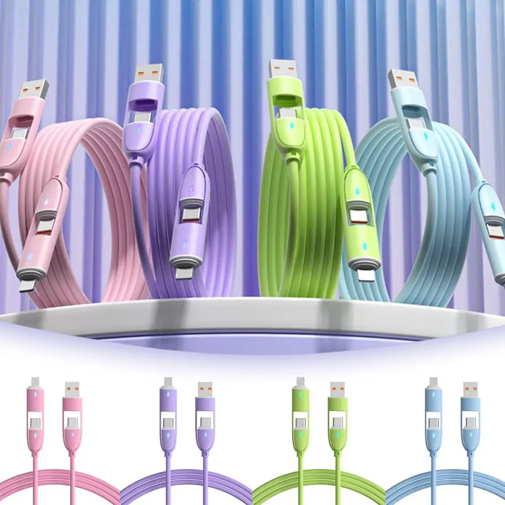 

PD 100W 4-in-1 Multi Port Fast Charging Cable 3A USB/C Adapter Compatible With C/Phone Type Charger To Laptop/Tablet Sync F X6B3