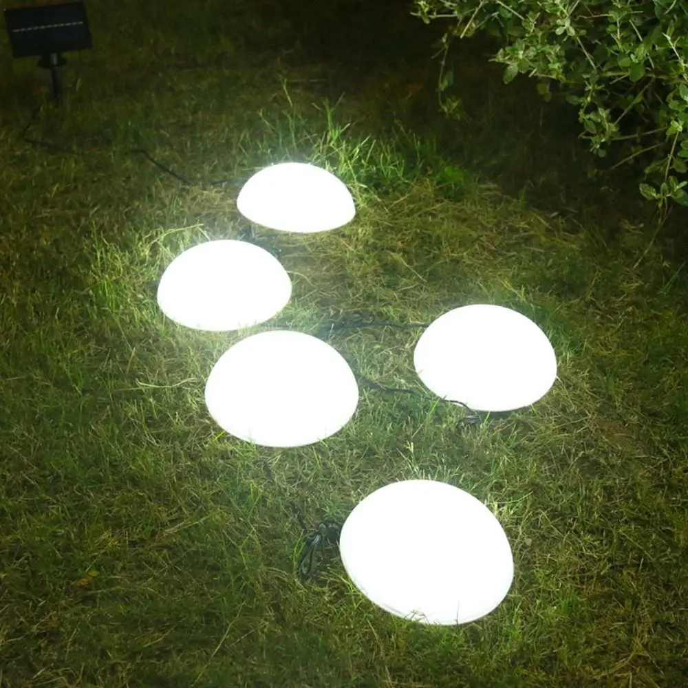 5pcs Half Ball Shaped Solar Ground Lights 1 Drag 5 Reusable Lawn Lamp Weatherproof Cobblestone Lamp Landscape Stairs Yard Deck
