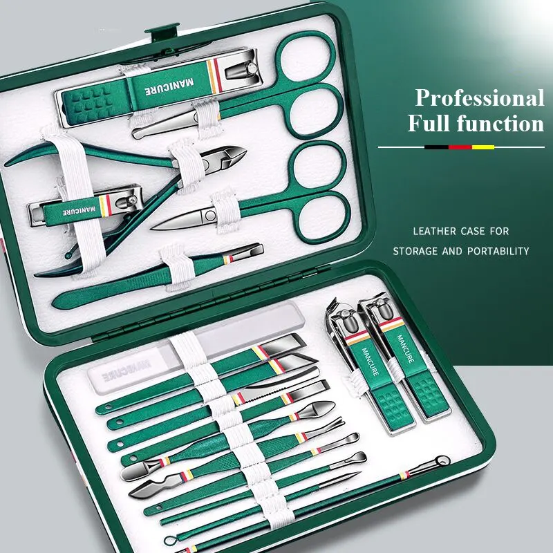 19 Pcs Nail Cutter Set Stainless Steel Manicure Set Folding Bag Manicure Kits Scissors Makeup Beauty Tool nail clipper set nail care kit nail scissors set manicure pedicure kit manicure set manicure sets manicure nail clipper set nail clippers kit
