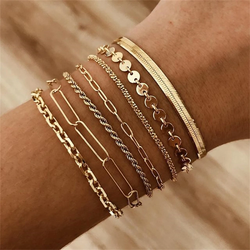 Pulseras Color dorado para mujer, joyería con cierre de mariposa de cristal, estilo geométrico|Pulseras de hilo| - AliExpress