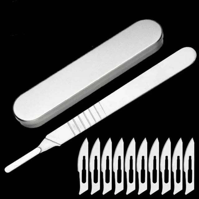 11# 23# Carbon Steel Carving Metal Scalpel Blades Handle Scalpel DIY Cutting Repair Animal Surgical Knife Tool Kits Box Non Slip 1