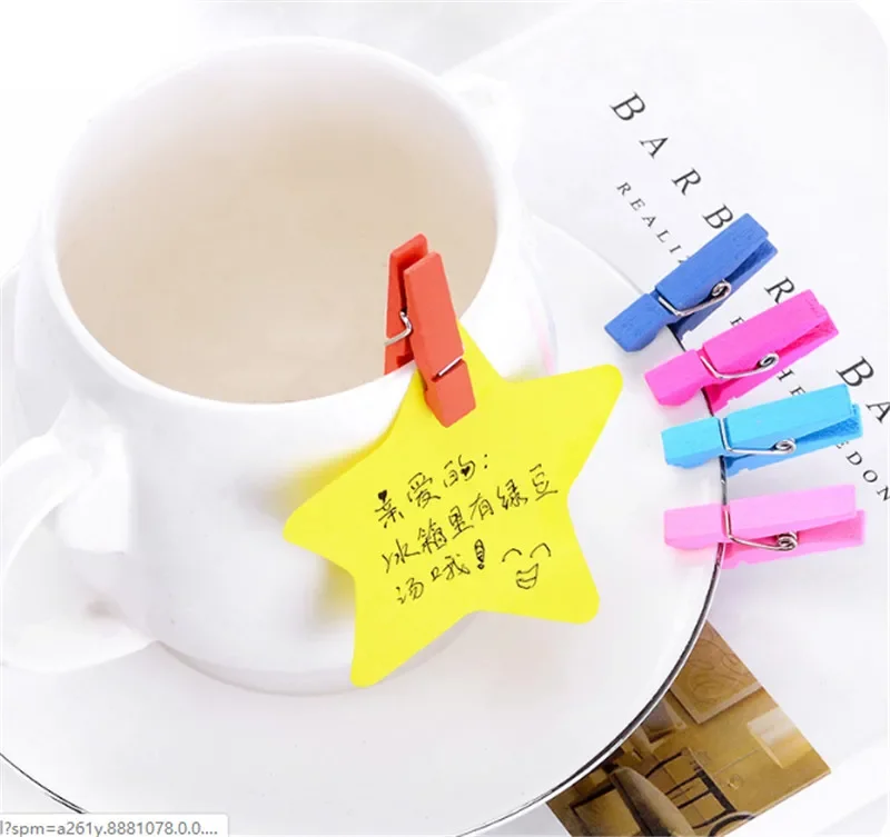 New 20 PCS Clothespins Colored Mini Decorative Clothespins Wooden Craft Clips Photo Paper Hanging Spring Clip Clothes Peg