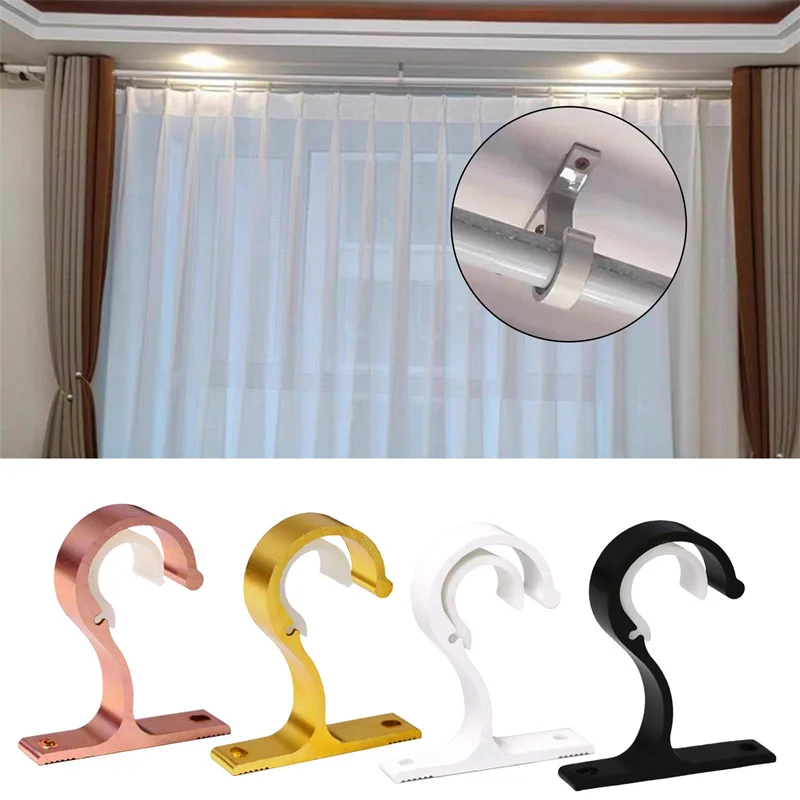 1PC Curtain Drapery Rod Holders Bracket DIY Rome Pole Curtain Brackets Aluminium Alloy Support Rack Home Decor